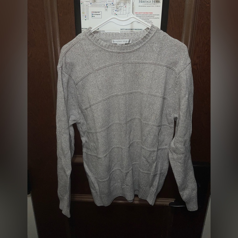 Geoffrey Beene Men's Gray Textured Crewneck Sweater Size XL